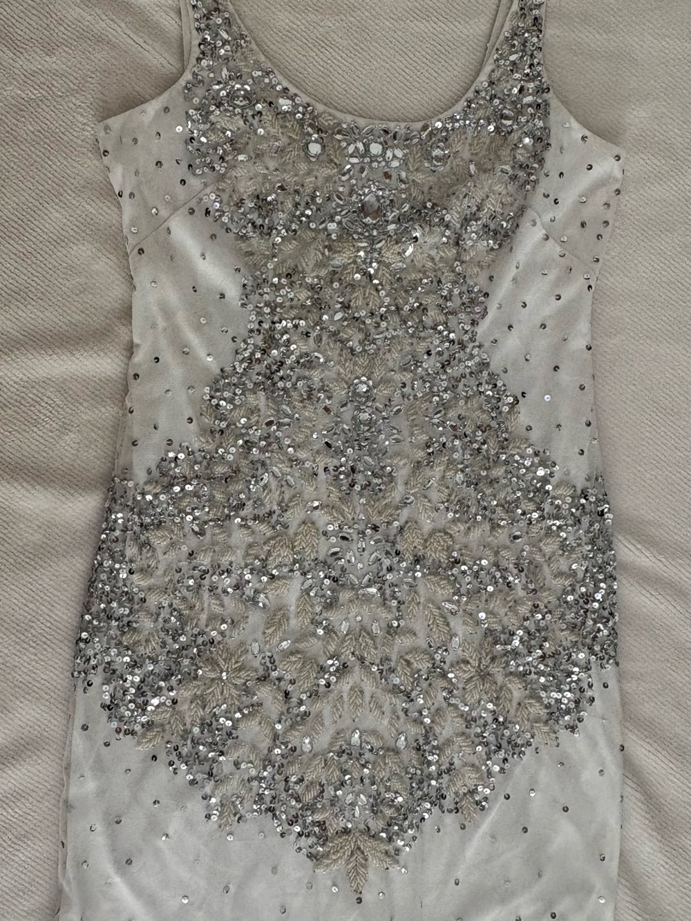 Adrianna Papell Ivory Strapless Beaded Cocktail Dress